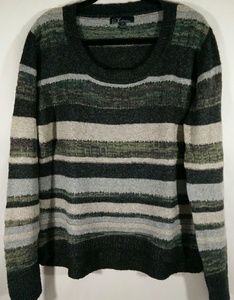 LINE Knitwear Striped Sweater Yak Wool Bl Large